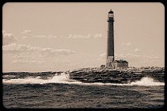 Boon Island Lighthouse on Rocky Maine Island - Sepia Tone